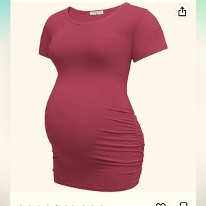 Pink short sleeved maternity t-shirt